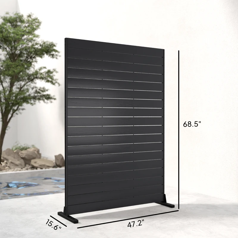 Outsunny HDPE Outdoor Privacy Screen, 47.2"W x 68.5"H Decorative Privacy Fence Screen with Stand and 6 Panels, Black
