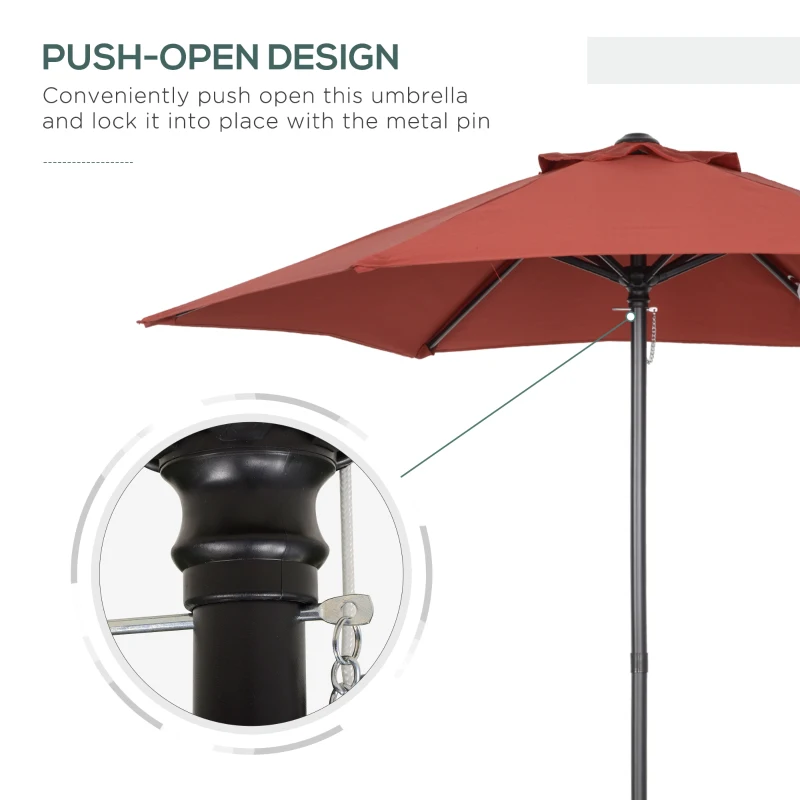 Outsunny 6.6FT Patio Umbrella, Outdoor Parasol with 6 Solid Ribs, Wine Red