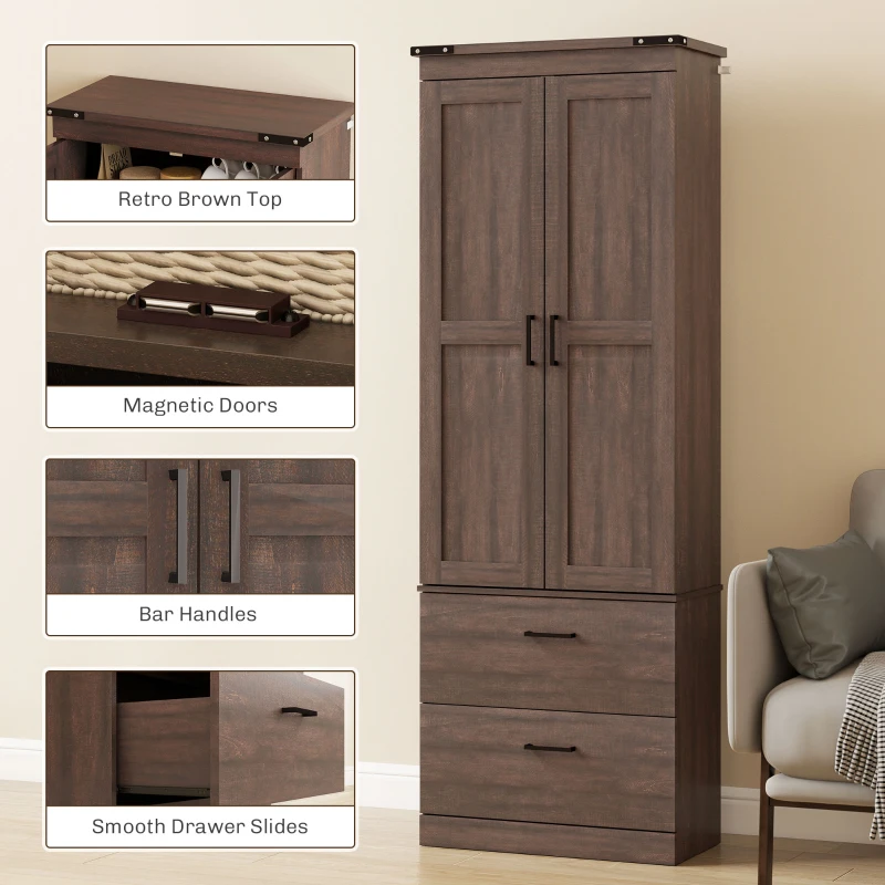 HOMCOM 67" Tall Kitchen Pantry Storage Cabinet, Kitchen Pantry Cabinet with Doors, Drawers and Adjustable Shelves