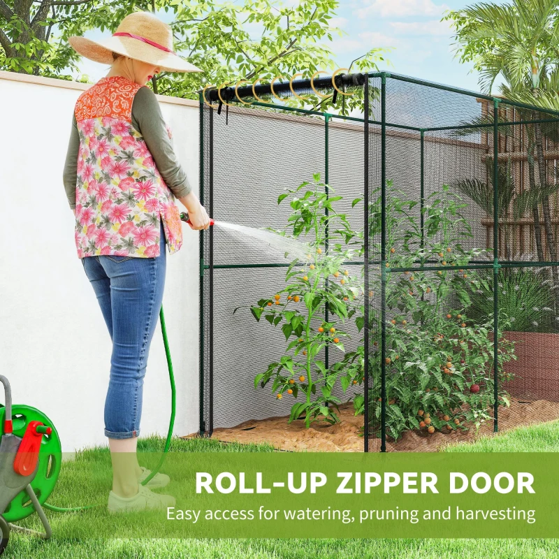 Outsunny Crop Cage, Plant Protection Tent with Zippered Door, Plant Protector from Animals for Vegetables Flowers Fruits, Black