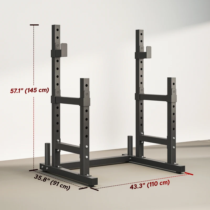 Soozier Adjustable Squat Rack, 660 lbs Multi-Function Barbell Rack for Weight Lifting and Home Gym Strength Training, Black