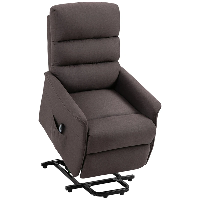 HOMCOM Lift Chair for Elderly, Power Chair Recliner with Remote Control, Side Pockets for Living Room, Brown