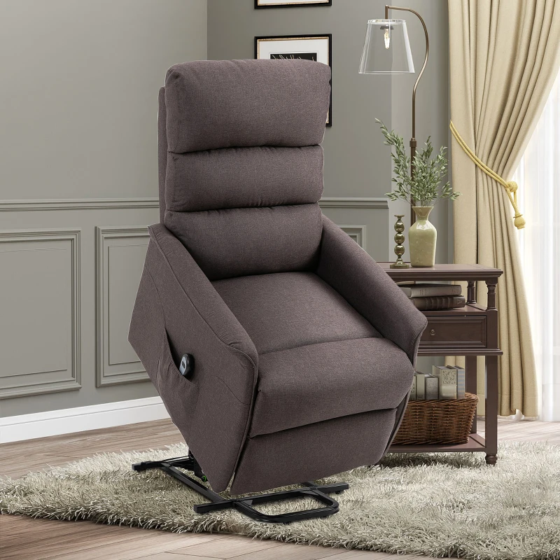 HOMCOM Lift Chair for Elderly, Power Chair Recliner with Remote Control, Side Pockets for Living Room, Brown