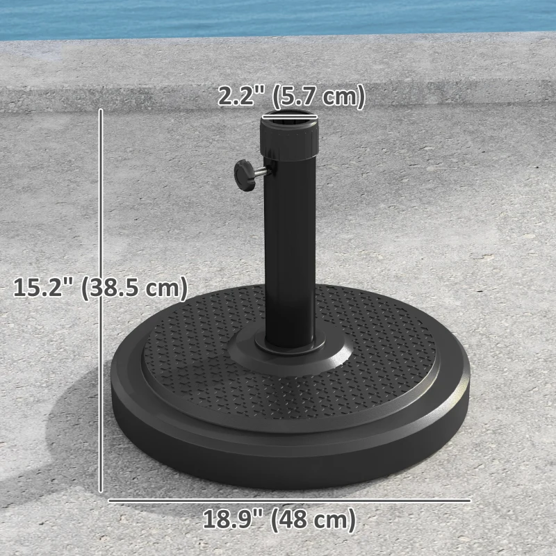 Outsunny 48 lbs Patio Umbrella Base Round HDPE Umbrella Base For 1.5" or 1.9" Outdoor Umbrella Poles Φ18.9" x 15.2" H Black