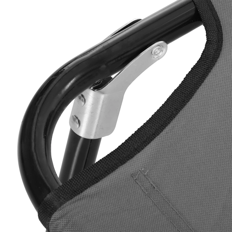 Outsunny Outdoor Folding Lounge Chair, Steel Tanning Chair with Reclining Back, Breathable Mesh for Beach, Yard, Patio, Grey