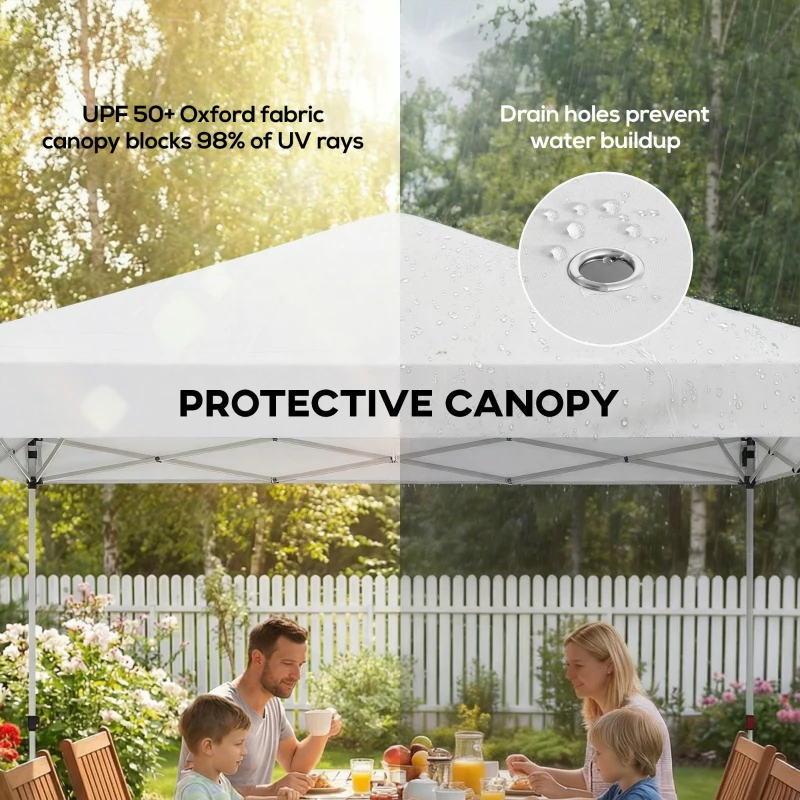 Outsunny Pop Up Canopy Waterproof Canopy Tent with Carrying Bag for Parties Garden BBQs 9.8' x 9.8' White