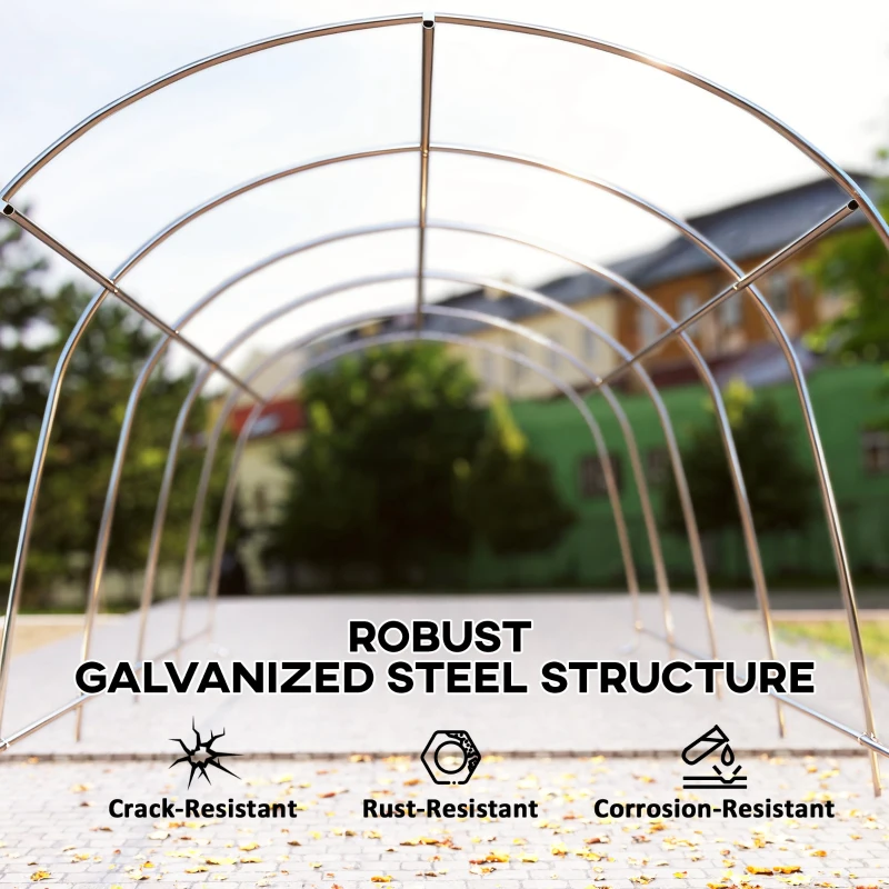 Outsunny 12' x 23.6' Heavy Duty Carport, UPF50+ Portable Garage Car Canopy Tent with Galvanized Frame, Large Door, Dark Gray