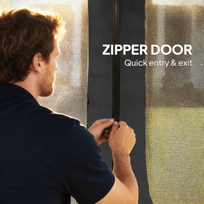 Outsunny Replacement Mosquito Netting for Gazebo 10' x 13' Black Screen Walls for Canopy with Zippers, Black