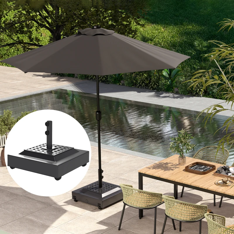 Outsunny Outdoor Umbrella Base with Wheels, Heavy Duty Patio Umbrella Base, Patio Umbrella Holder, Black