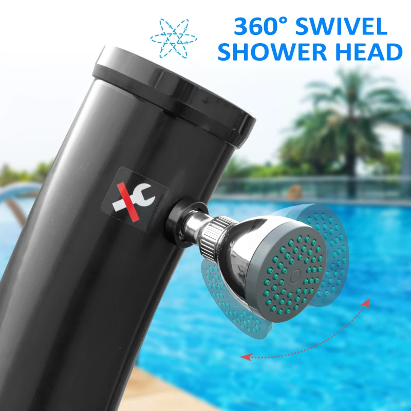 Outsunny Solar Outdoor Shower, 5.3-Gallon Garden Shower with Adjustable Water Temperature up to 140°F, Black