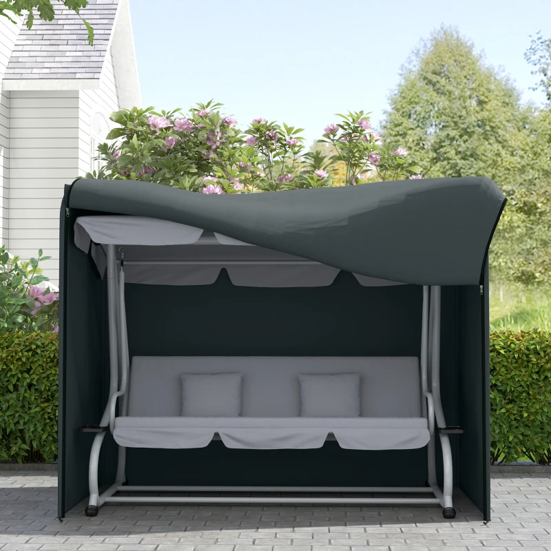 Outsunny 3 Seater Garden Swing Cover, Waterproof 420D Outdoor Swing Bench Cover with Zip, Windproof and Anti-UV, Grey