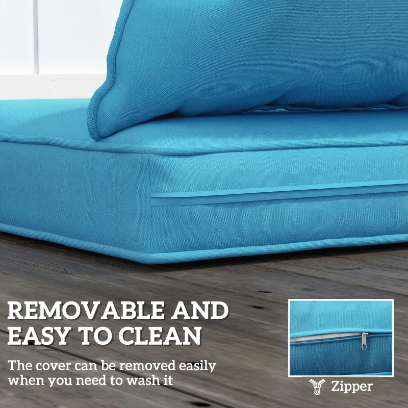 Outsunny Seat Cushion Back Pillows Replacement Set of 2, Patio Chair Cushions Set for Indoor Outdoor, Turquoise