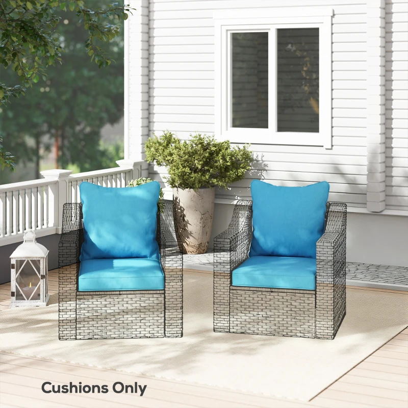 Outsunny Seat Cushion Back Pillows Replacement Set of 2, Patio Chair Cushions Set for Indoor Outdoor, Turquoise