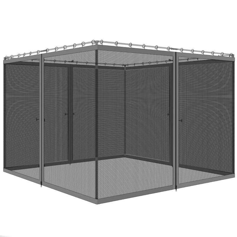Outsunny Replacement Mosquito Netting for Gazebo 13' x 13' Black Screen Walls for Canopy with Zippers, Dark Grey