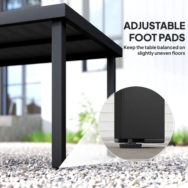 Outsunny Patio Dining Table for 8, Rectangular Aluminum Outdoor Table for Garden Lawn Backyard, Black