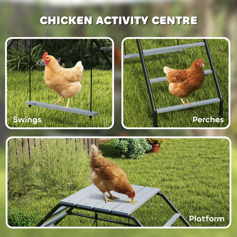 PawHut Chicken Coop Perches with Swing, Chicken Run Accessories Toy for Healthy & Happy, for Backyard Farm