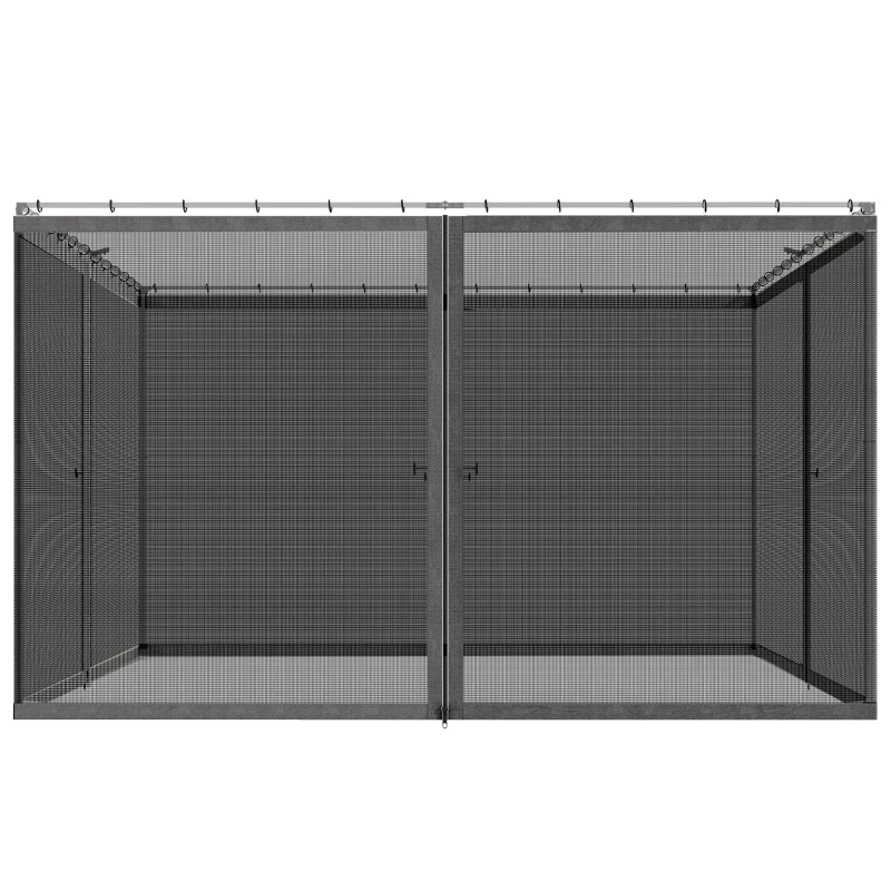 Outsunny Replacement Mosquito Netting for Gazebo 13' x 13' Black Screen Walls for Canopy with Zippers, Dark Grey