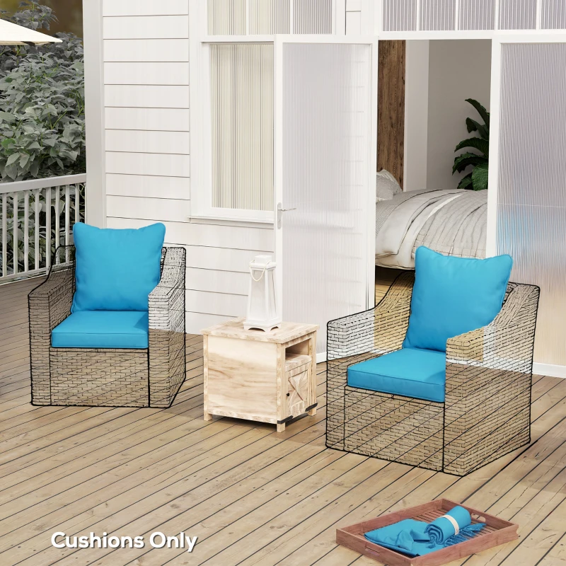 Outsunny Seat Cushion Back Pillows Replacement Set of 2, Patio Chair Cushions Set for Indoor Outdoor, Turquoise