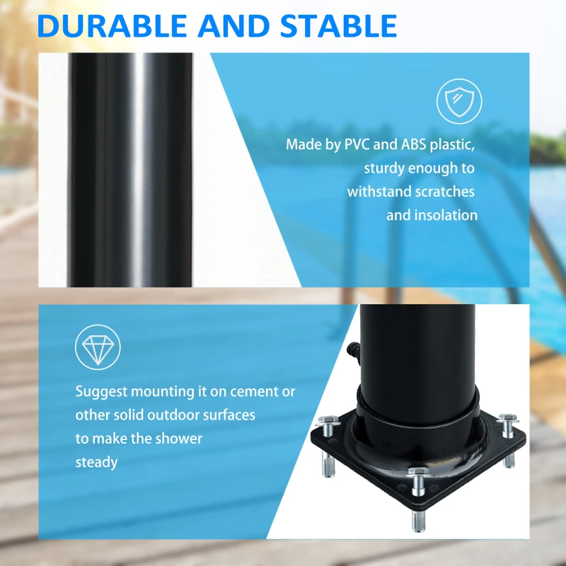 Outsunny Solar Outdoor Shower, 5.3-Gallon Garden Shower with Adjustable Water Temperature up to 140°F, Black