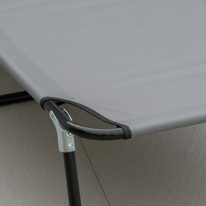 Outsunny Outdoor Folding Lounge Chair, Steel Tanning Chair with Reclining Back, Breathable Mesh for Beach, Yard, Patio, Grey