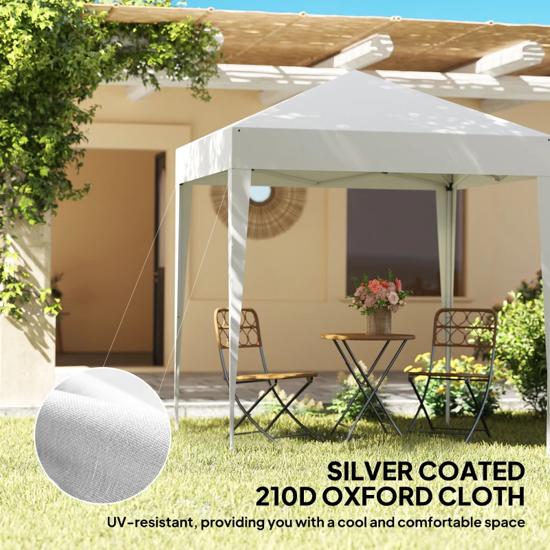 Outsunny 6.6'x6.6' Pop Up Canopy Tent with Sidewalls, Instant Sun Shelter Camping Gazebo with Carry Bag, White