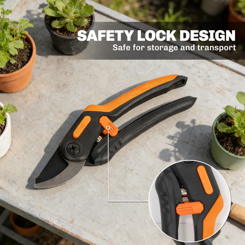 Outsunny 2-In-1 Manual Pole Saw, Hand Pruning Saw, Secateurs with Safety Lock, 6.5ft Aluminium Telescopic Pole Pruner