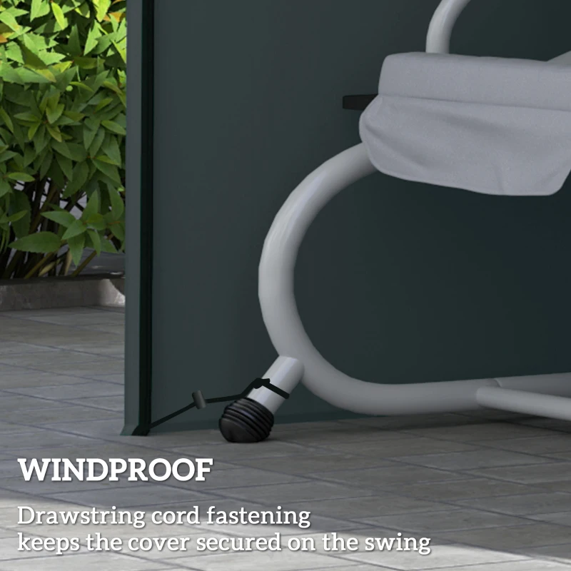 Outsunny 3 Seater Garden Swing Cover, Waterproof 420D Outdoor Swing Bench Cover with Zip, Windproof and Anti-UV, Grey