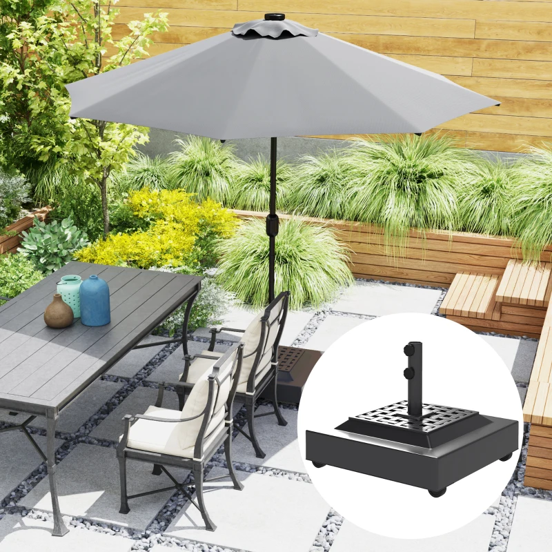 Outsunny Outdoor Umbrella Base with Wheels, Heavy Duty Patio Umbrella Base, Patio Umbrella Holder, Black
