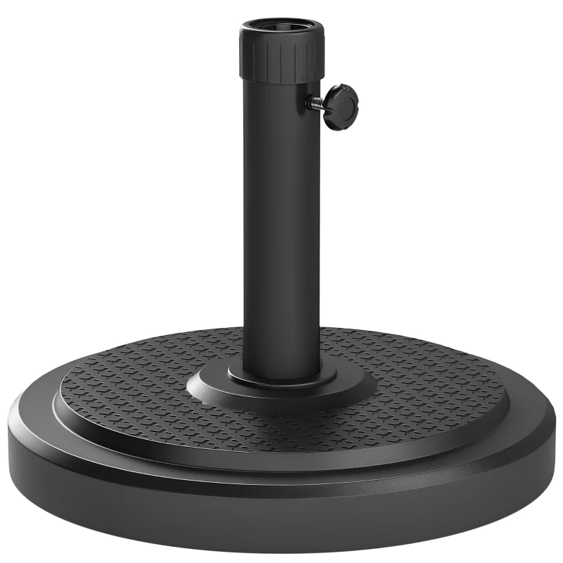 Outsunny 48 lbs Patio Umbrella Base Round HDPE Umbrella Base For 1.5" or 1.9" Outdoor Umbrella Poles Φ18.9" x 15.2" H Black