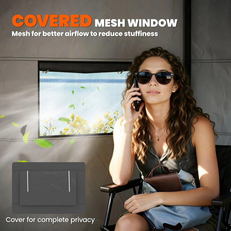 Outsunny 4 x 4 ft Compact Pop Up Canopy Tent, UPF 50+ Changing Room, Portable Instant Privacy Canopy with Mesh Window, Dark Grey