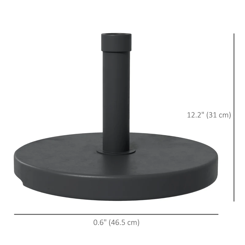 Outsunny 33 lbs Concrete Parasol Base, Heavy Duty Patio Umbrella Stand, 18.3" Round Garden Parasol Holder, Black