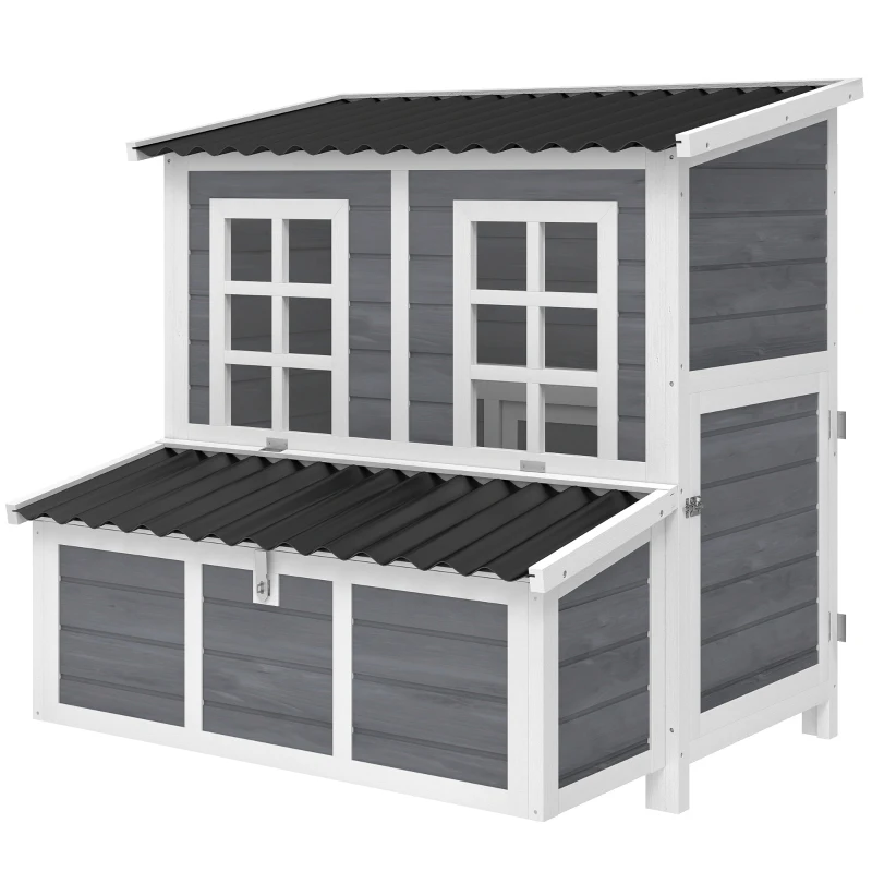 PawHut Wooden Chicken Coop with Nesting Box, Pull-Out Tray, Waterproof Roof, 39" Chicken House for 4-6 Chickens, Rabbits