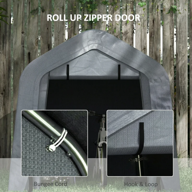 Outsunny 8' x 6' Carport with Sidewalls and Roll-up Door, Outdoor Storage Shelter for Motorcycle and Car, Dark Grey