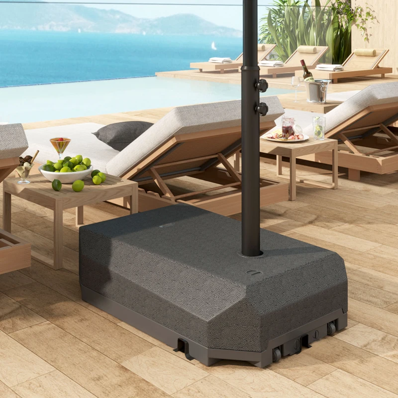 Outsunny Umbrella Base Plastic Umbrella Stand for Cantilever Umbrella with Wheels, Heavy Duty Umbrella Stand, Water/Sand Filled