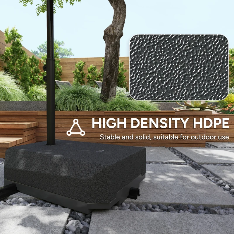 Outsunny Umbrella Base Plastic Umbrella Stand for Cantilever Umbrella with Wheels, Heavy Duty Umbrella Stand, Water/Sand Filled