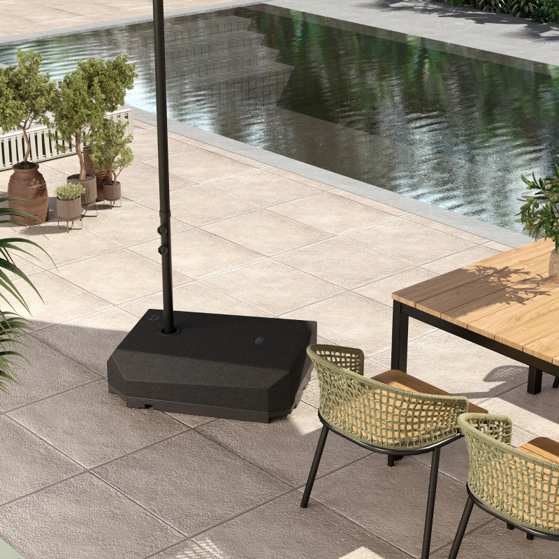 Outsunny Umbrella Base Plastic Umbrella Stand for Cantilever Umbrella with Wheels, Heavy Duty Umbrella Stand, Water/Sand Filled