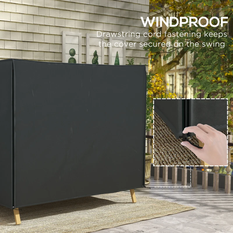 Outsunny 3 Seater Garden Swing Cover, Waterproof 420D Outdoor Swing Bench Cover with Zip, Windproof and Anti-UV, Black