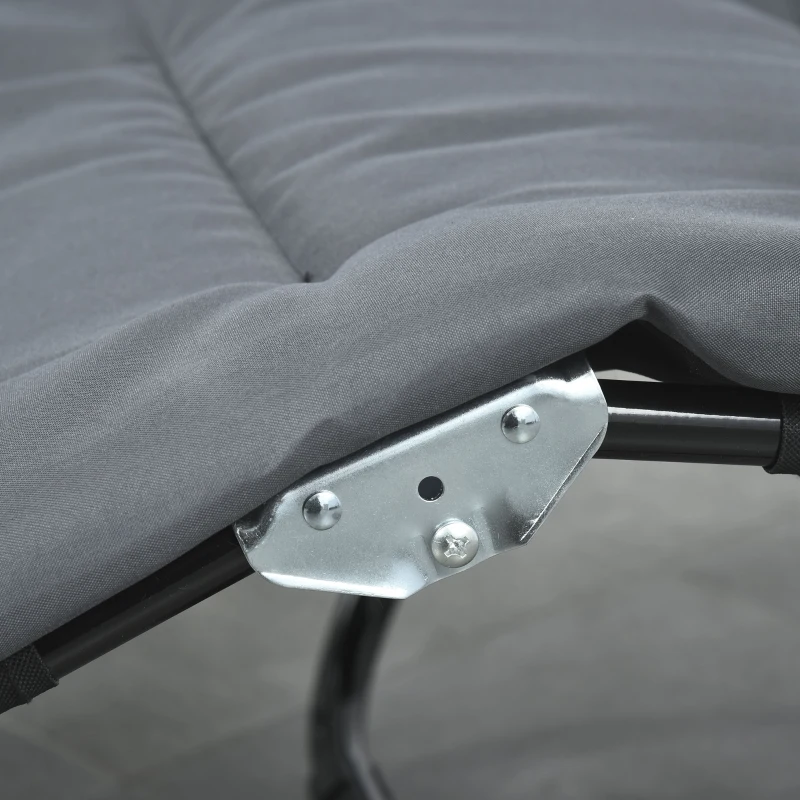 Outsunny Foldable Lounge Chair, Reclining Patio Sun Lounger with 6-Position Adjustable Back, Grey