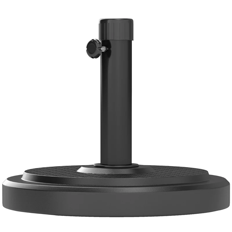 Outsunny 48 lbs Patio Umbrella Base Round HDPE Umbrella Base For 1.5" or 1.9" Outdoor Umbrella Poles Φ18.9" x 15.2" H Black
