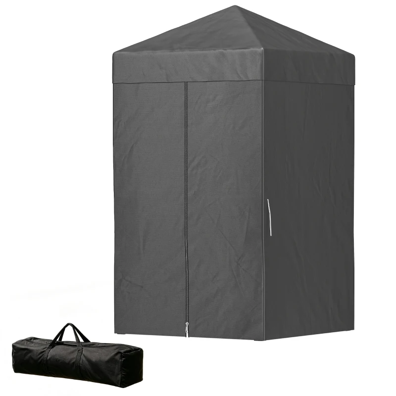 Outsunny 4 x 4 ft Compact Pop Up Canopy Tent, UPF 50+ Changing Room, Portable Instant Privacy Canopy with Mesh Window, Dark Grey