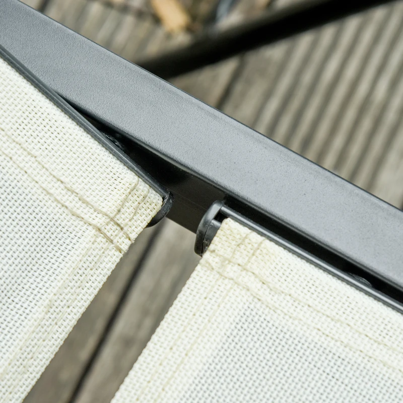 Outsunny Outdoor Lounge Chair, Patio Lounger with 5-Position Reclining Backrest and 2 Wheels for Poolside, Beach, Lawn, Cream White