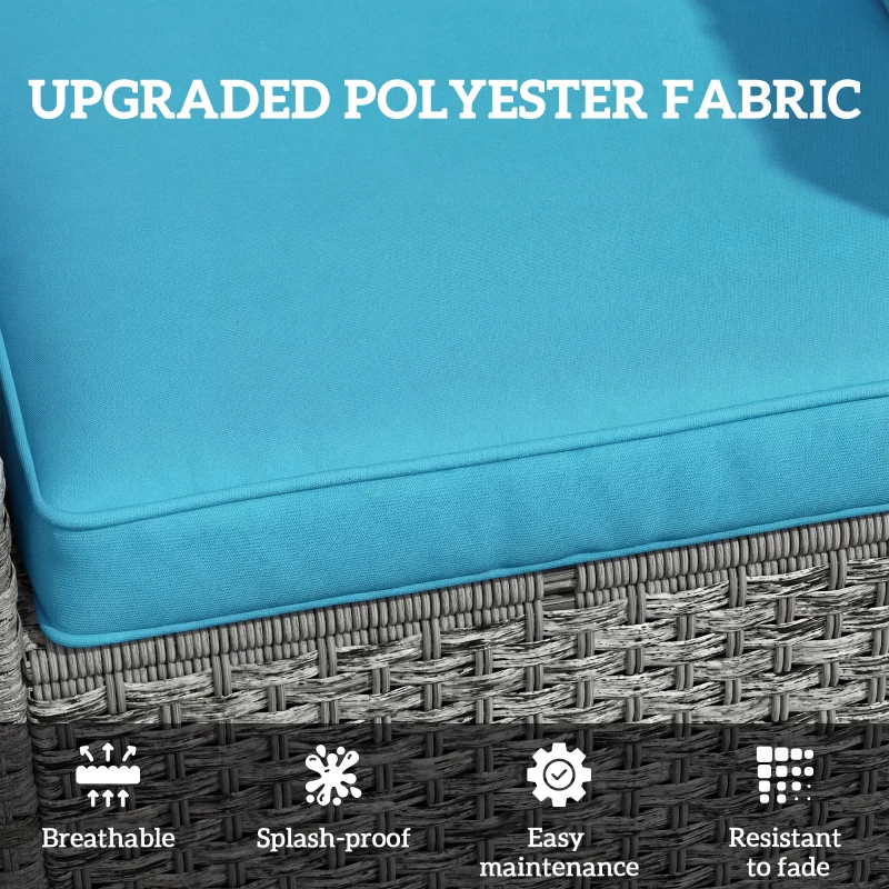 Outsunny Seat Cushion Back Pillows Replacement Set of 2, Patio Chair Cushions Set for Indoor Outdoor, Turquoise