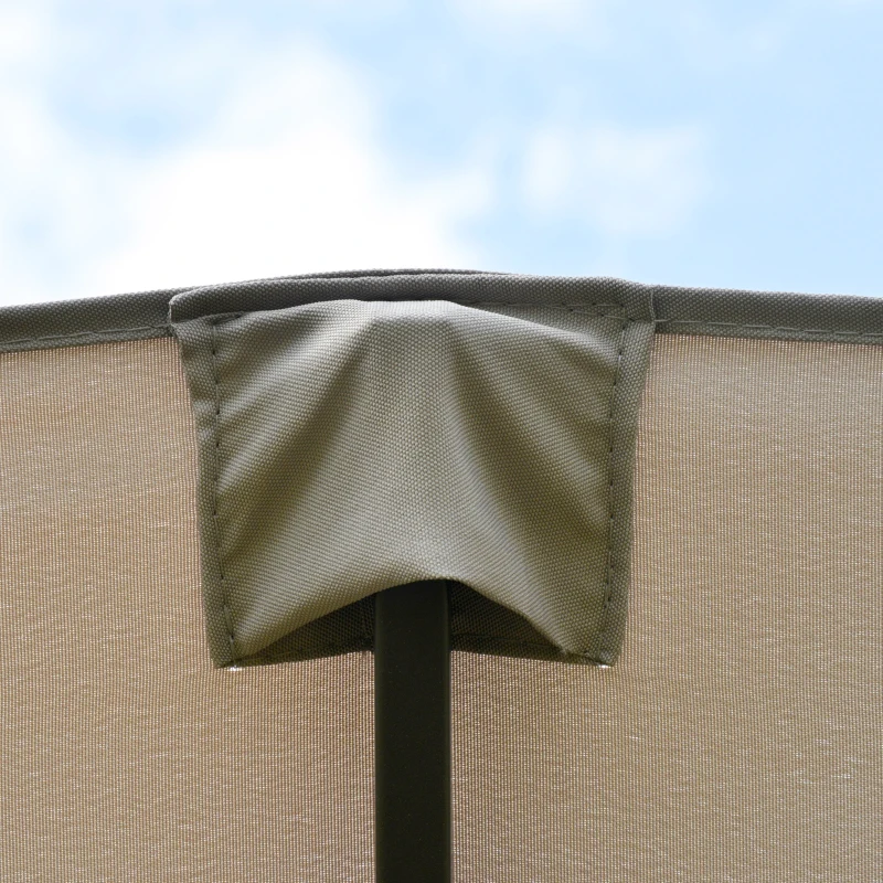 Outsunny 15' Outdoor Patio Umbrella with Twin Canopy Sunshade Steel Table Umbrella w/ Lift Crank, Cross base, Sandbag, Light Grey