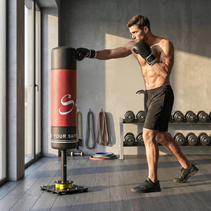 Soozier Freestanding Punching Bag for Adults, 53" Heavy Duty Boxing Bag with 12 Suction Cups, Boxing Equipment with Stand