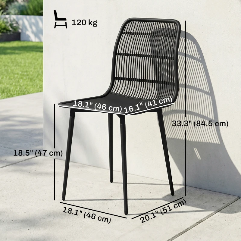 Outsunny Outdoor Dining Chairs Set of 4, Patio Chairs with Slotted Backrest, Black