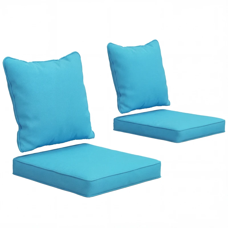 Outsunny Seat Cushion Back Pillows Replacement Set of 2, Patio Chair Cushions Set for Indoor Outdoor, Turquoise