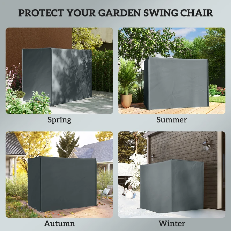 Outsunny 3 Seater Garden Swing Cover, Waterproof 420D Outdoor Swing Bench Cover with Zip, Windproof and Anti-UV, Grey