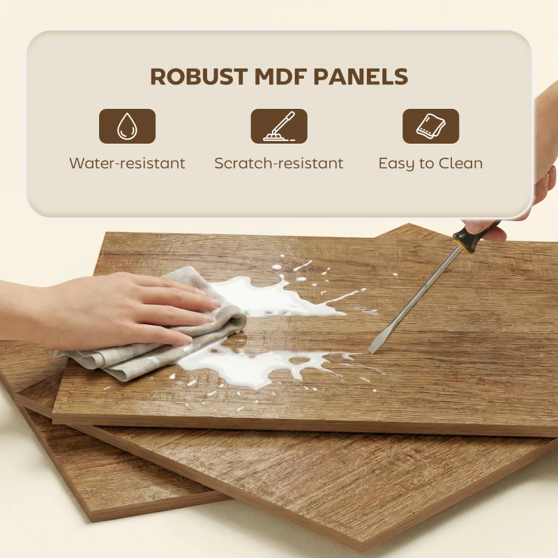 HOMCOM 5-Tier Bookshelf, S Shaped Geometric Bookcase with 15 Compartments, Oak