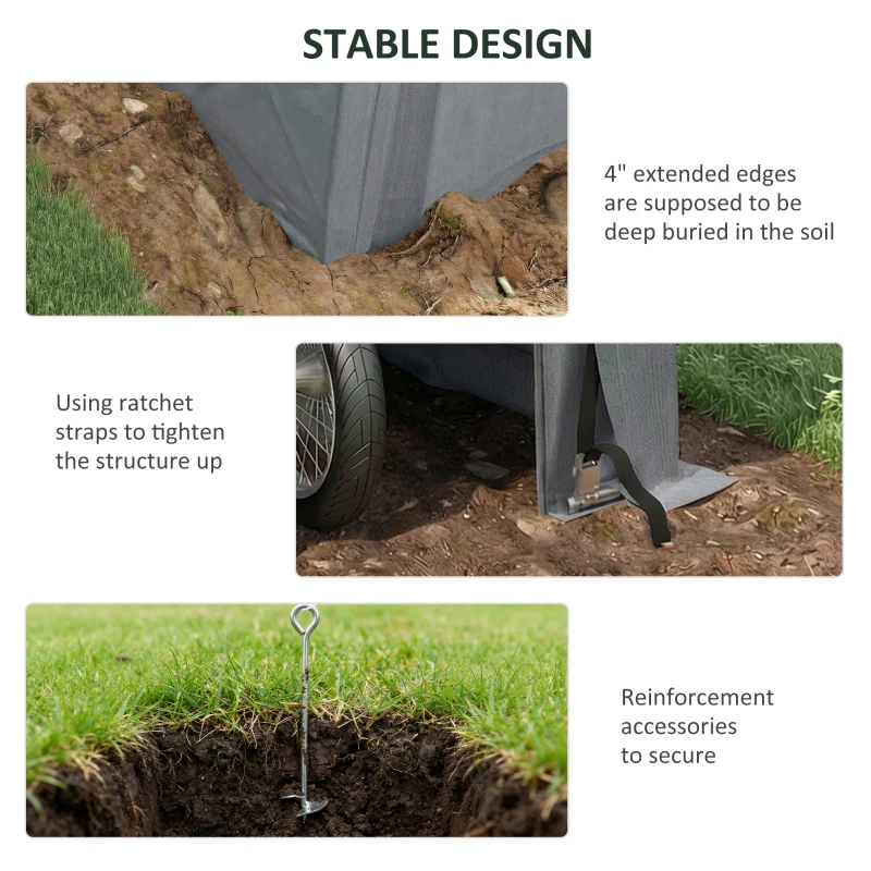 Outsunny 8' x 6' Carport with Sidewalls and Roll-up Door, Outdoor Storage Shelter for Motorcycle and Car, Dark Grey