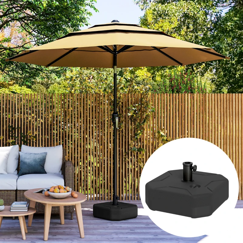 Outsunny Square Patio Umbrella Base Holder, Outdoor Umbrella Stand, 17.7" L x 17.7" W x 9.8" H Black